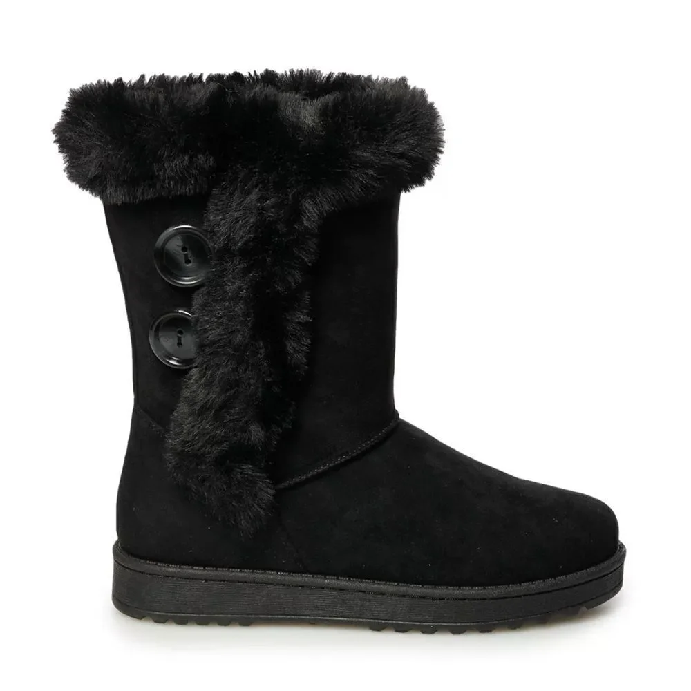 Women’s Black Cozy Abigail Faux-Fur Winter Boots Size 10